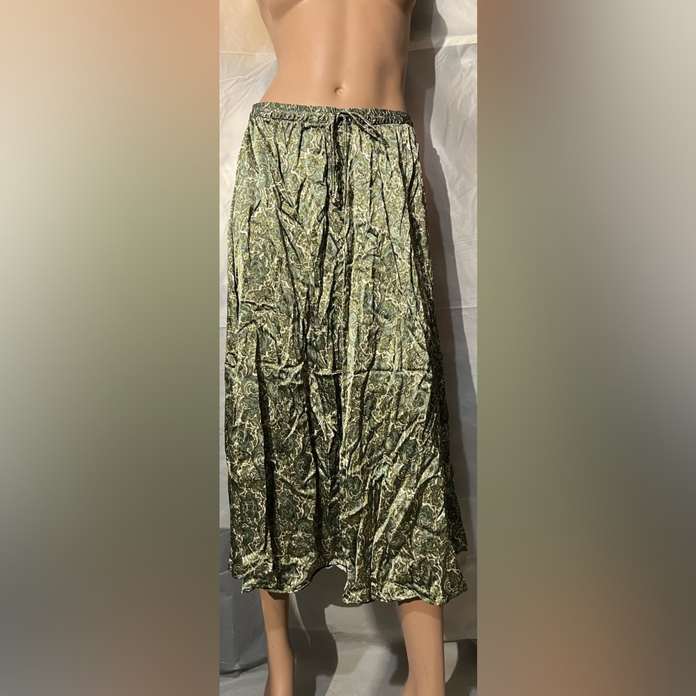 Zara Paisley Patterned Green Maxi Skirt Size L
